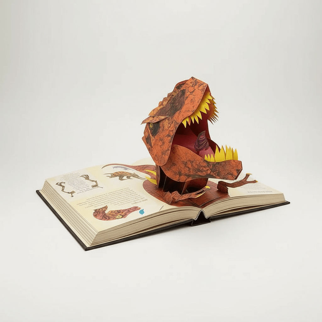 3D Pop-Up Dinosaur Book for Kids featuring vibrant, full-color illustrations and interactive scenes for an engaging educational adventure. 0